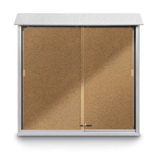 United Visual Products Outdoor Enclosed Combo Board, 72"x36", Bronze Frame/Burgundy & Cork UVCB7236ODBZ-BURGUN-CORK - main